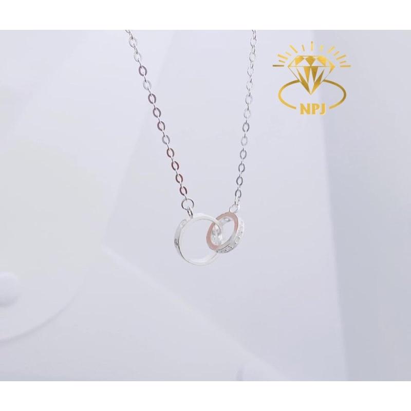 Dây chuyền bạc nữ hình tròn lồng đôi xinh xắn,ảnh thật giá tận xưởng -bạc Npj