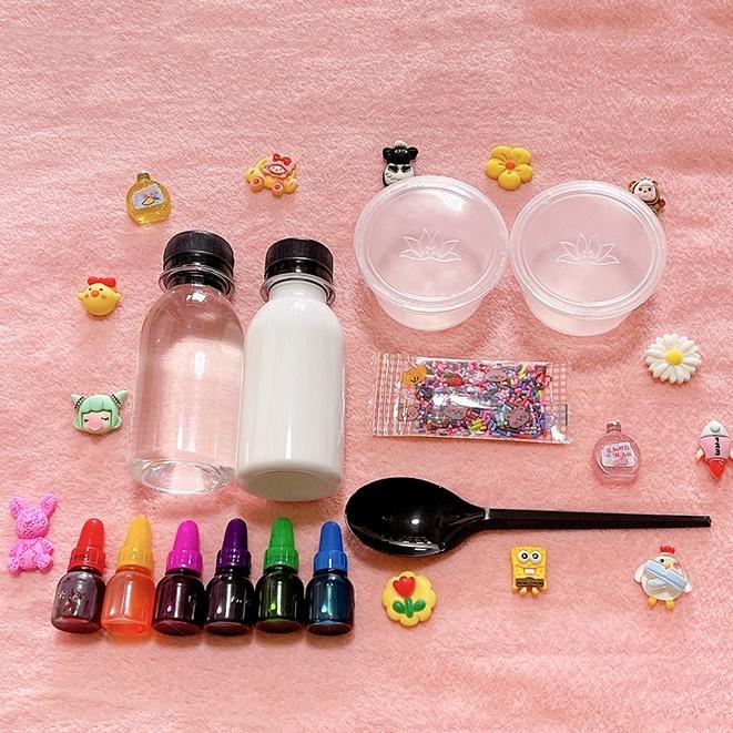 Bộ Kit Làm Slime 9 Món - Tặng Kèm Charm Cốm - Nguyên Liệu Làm Slime