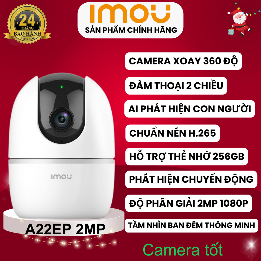 Camera IMOU wifi A22EP 1080P 2MP, A32EP 3MP, A42P 4MP, A52P 5MP xoay 360 độ, đàm thoại 2 chiều - Hàng chính hãng