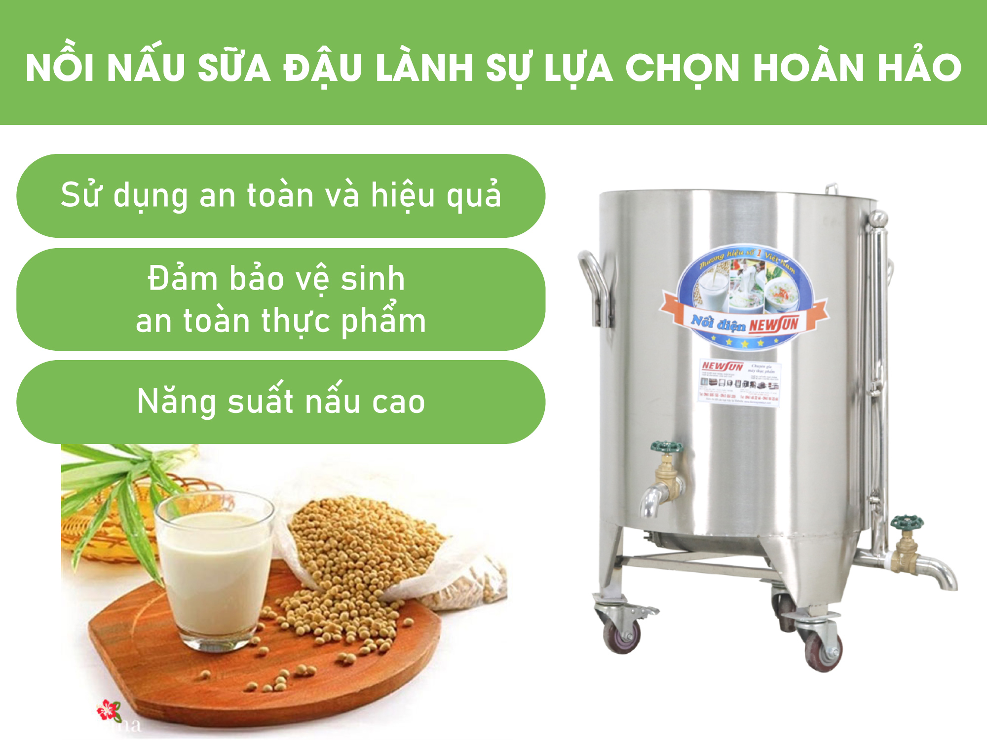 Nồi nấu sữa đậu nành công nghiệp 80L - Nấu sữa thơm, không bị đóng cặn - Hàng chính hãng