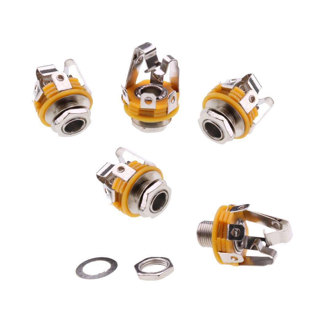 5 Pieces Guitar Stereo Socket 6.35mm Electric Guitar Stereo Socket