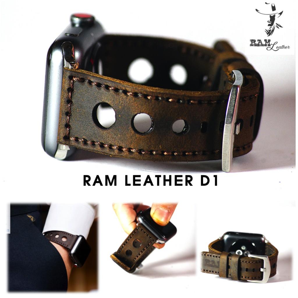 Dây đồng hồ RAM Leather da bò handmade - RAM d1 nâu đất (tặng khóa, chốt, cây thay dây)