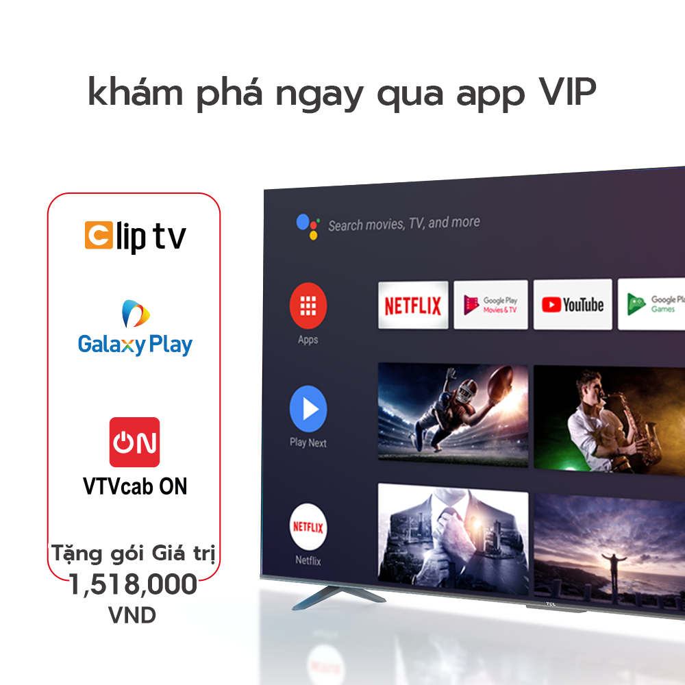 [Sản phẩm mới nhất 2022] GOOGLE Tivi 55'' 4K HDR - 55T66 - Gam Màu Rộng Dolby Audio - Tivi Giá Rẻ Chất Lượng - Bảo Hành 2 Năm - Hàng chính hãng