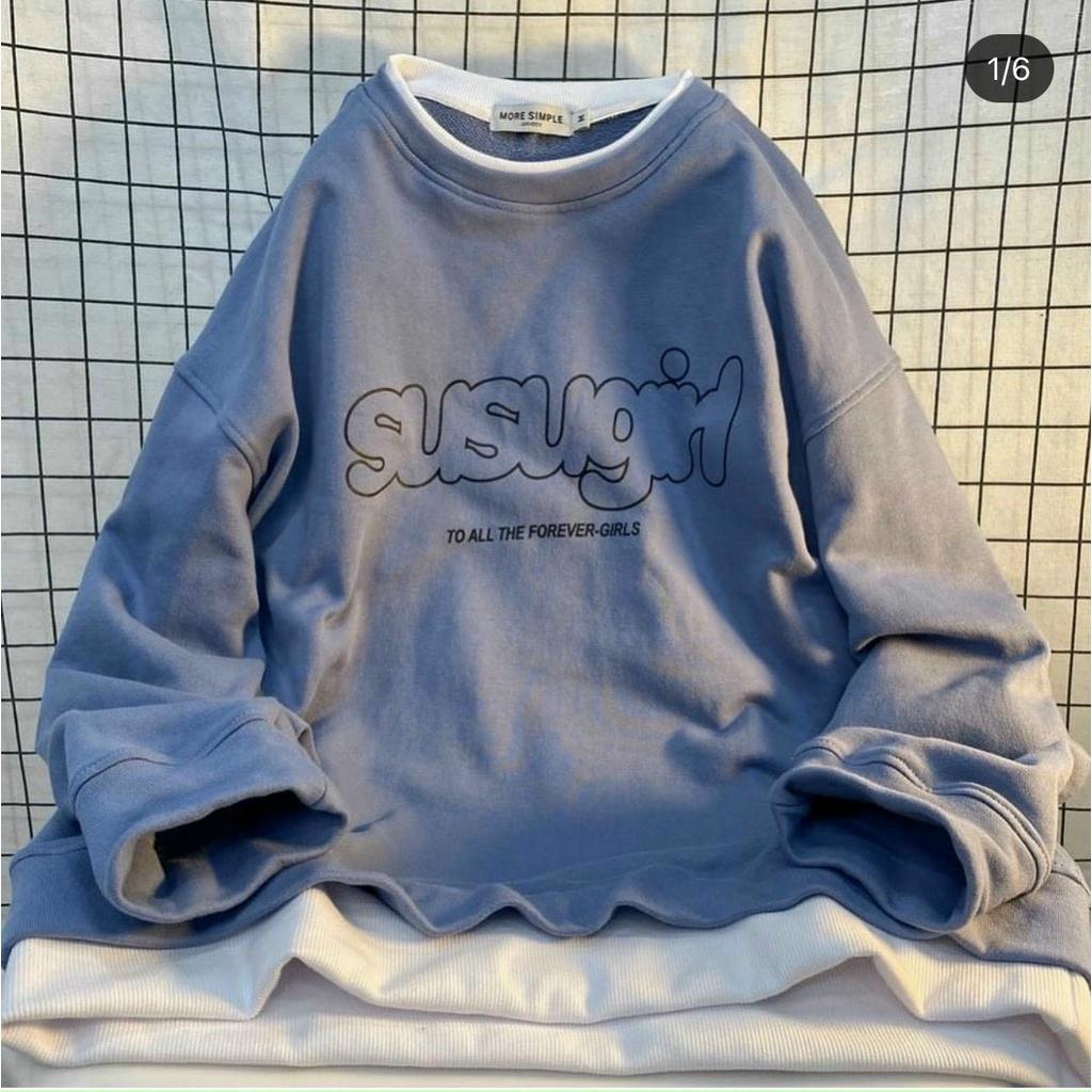 Áo Sweater Nỉ Bông Basic SUSUGIRL Form Rộng Unisex