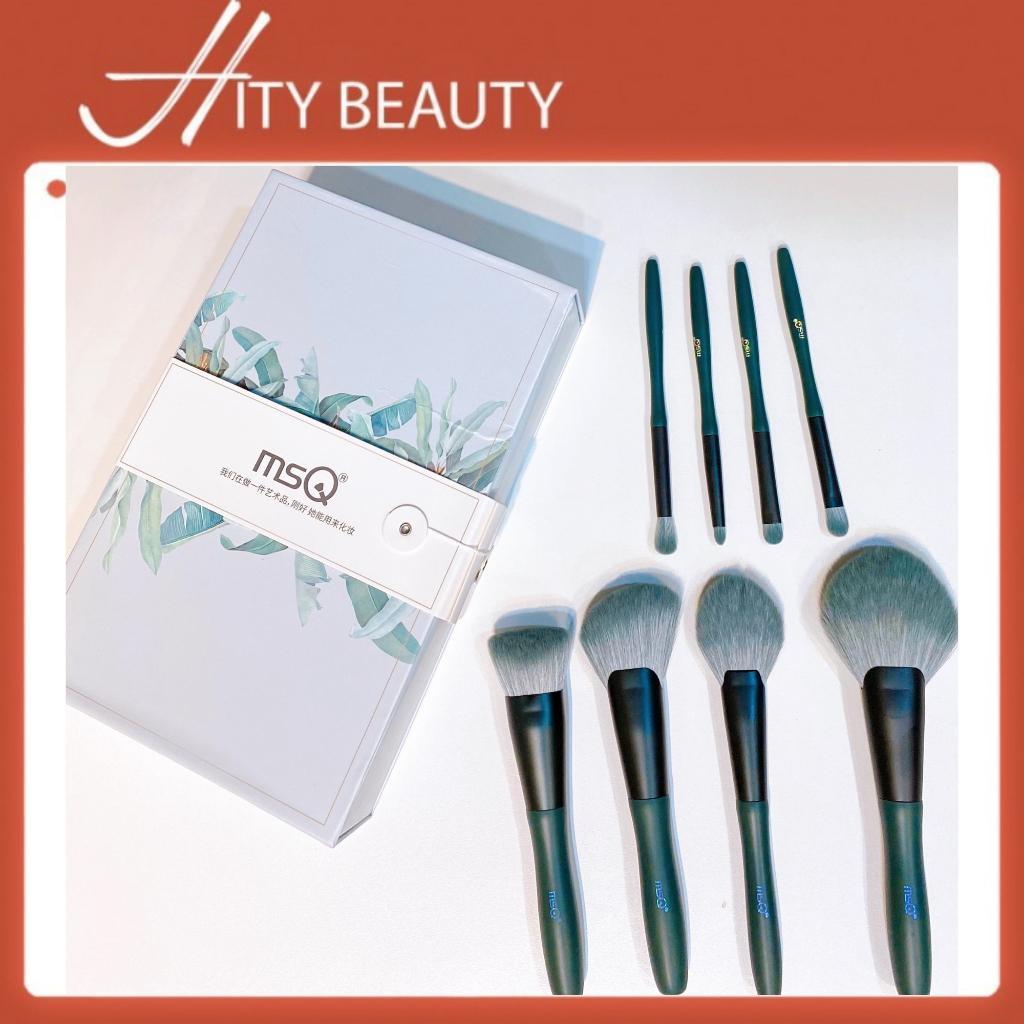 Hộp cọ MSQ 14 cây túi hoa màu xanh rêu dành cho makeup chuyên nghiệp - Hity Beauty