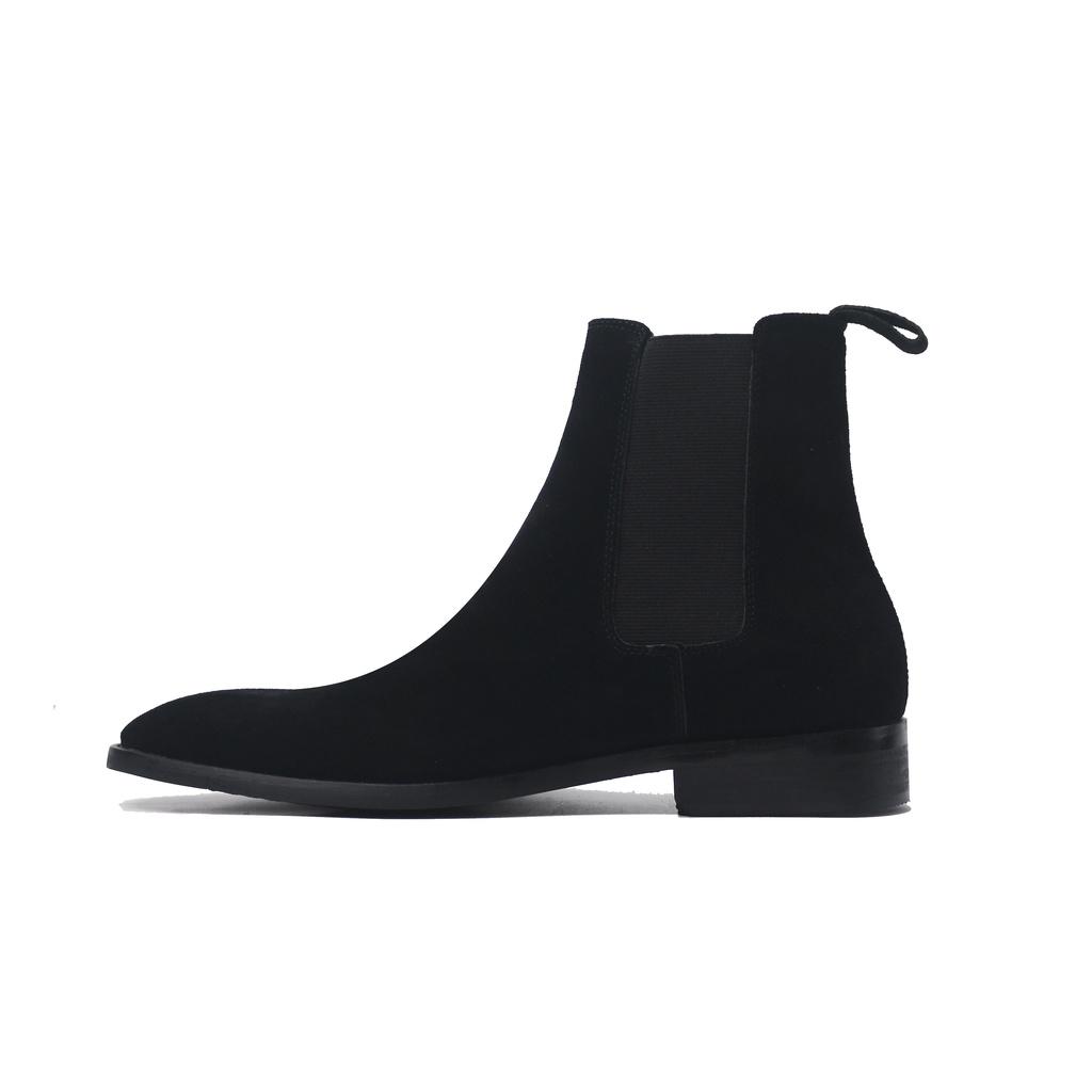 Giày Chelsea boots nam da lộn đen giày da cao cấp da bò nhập khẩu handmade August shoes AG1L