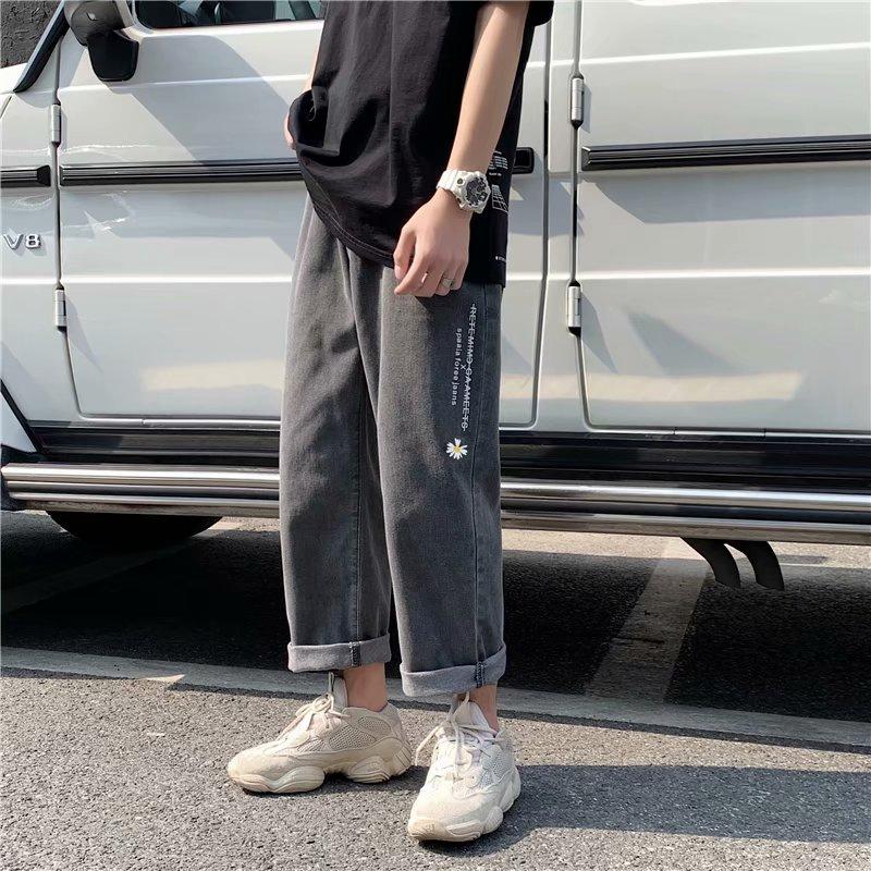 Quần Jeans Ống Đứng Thêu Hoa Thời Trang Cho Nam