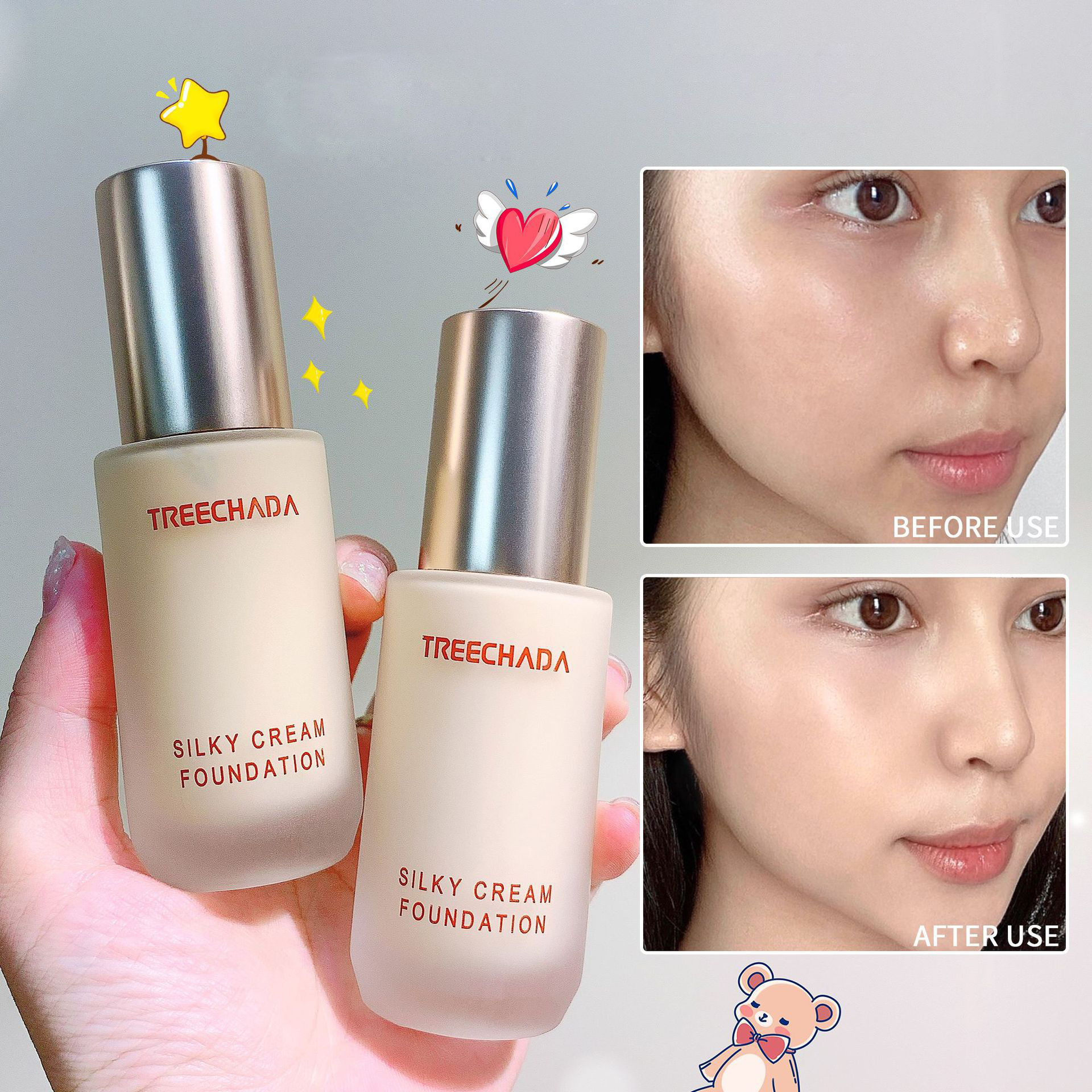 Kem Nền Treechada Silky Cream Che Khuyết Điểm Tự Nhiên Trong Suốt Dưỡng Ẩm Làm Sáng Màu Da Thái Lan 30ml