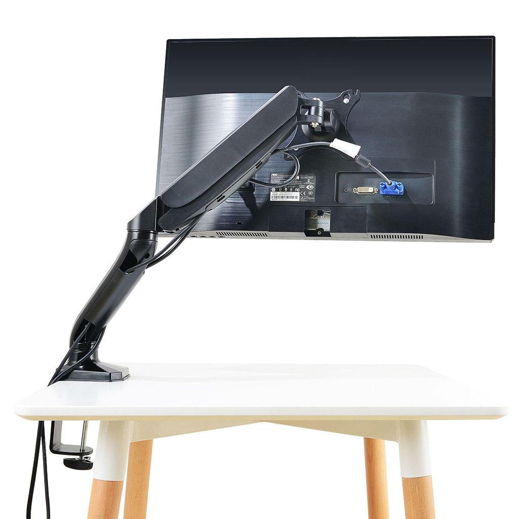 Single LCD Monitor Desk Mount Bracket Holder Fits Screens up to 27" Black
