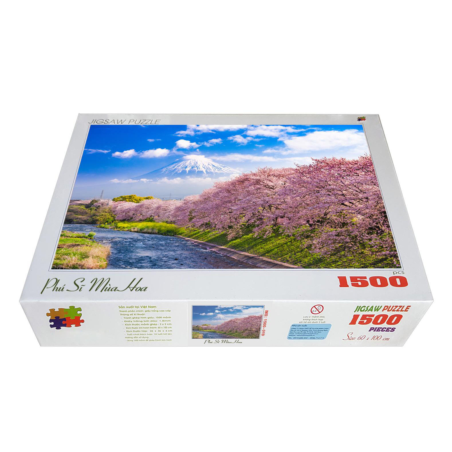 Bộ tranh xếp hình jigsaw puzzle cao cấp 1500 mảnh – Phú Sĩ Mùa Hoa