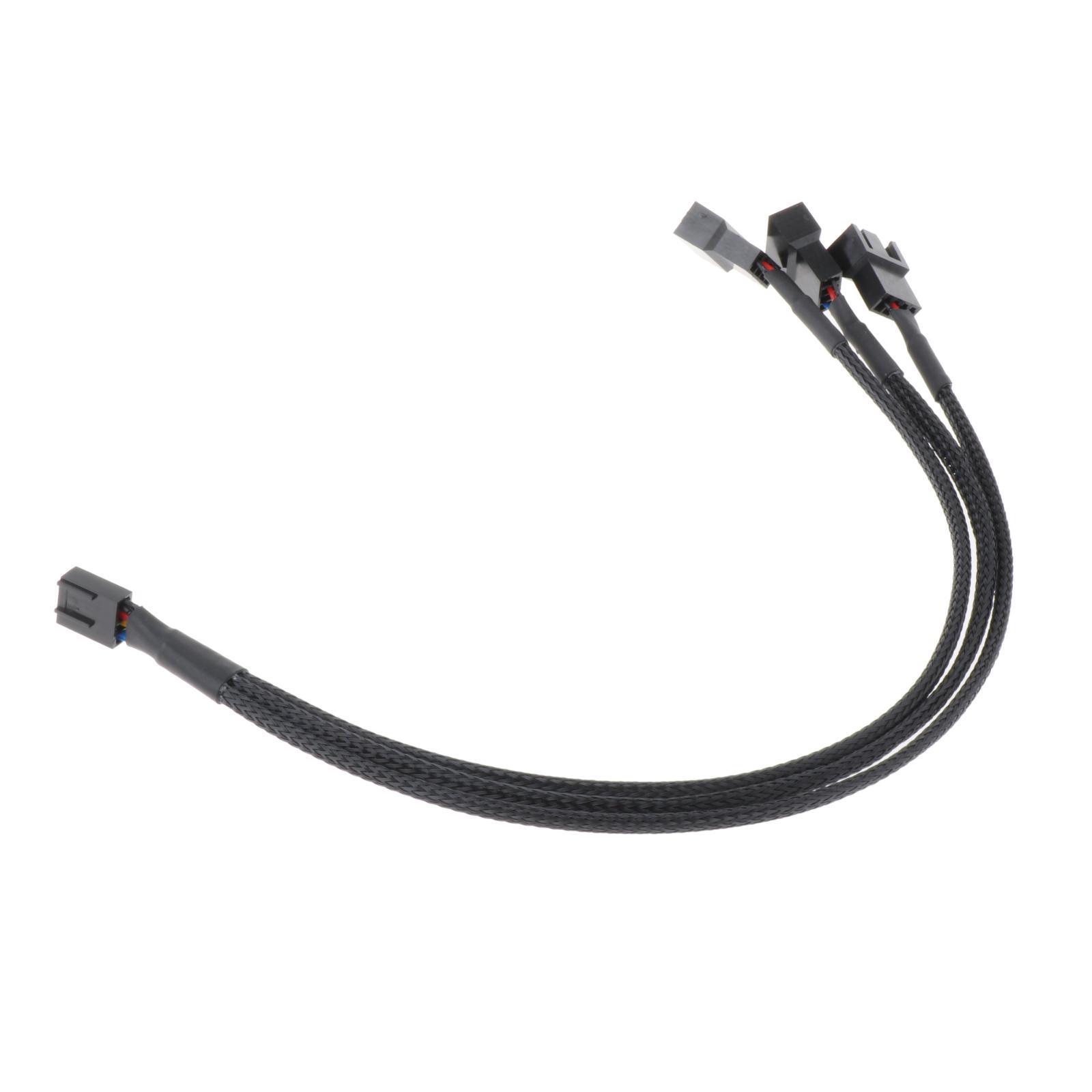 4 Pin PWM Splitter Cable Sleeved Splitter PC Cable CPU Cooling Fans Accessory High Performance PC Computer 26cm Cord Black