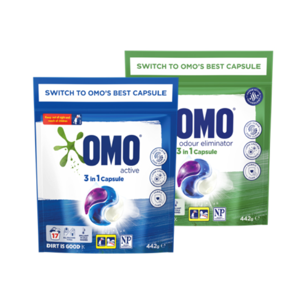 Combo 2 Túi Viên Giặt Tiện Lợi OMO công nghệ Anh Quốc - 17 viên/túi - Bền Đẹp và Khử Mùi