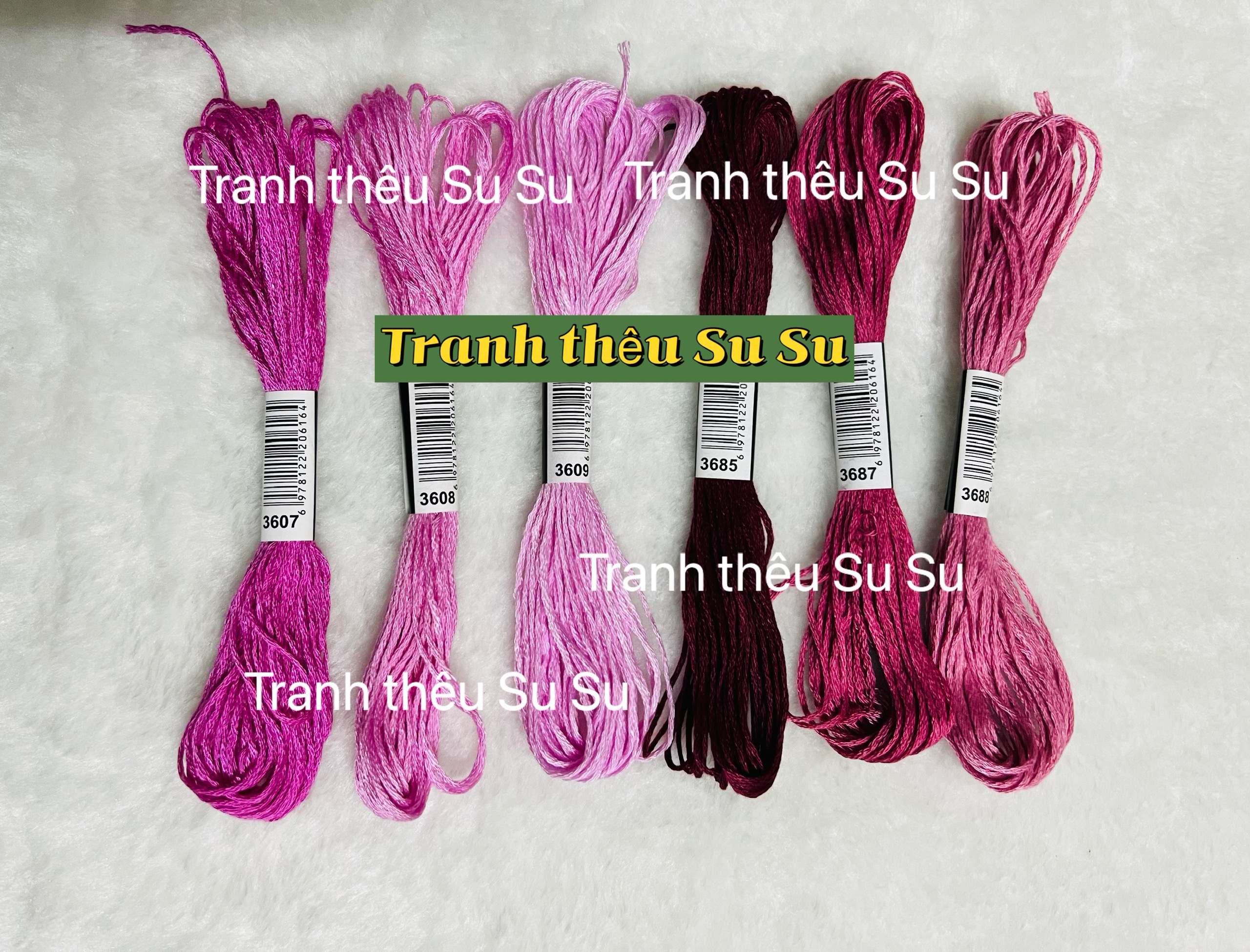 Chỉ cotton thêu tranh chữ thập mã DMC, các mã chỉ thêu từ 3607 đến 3689