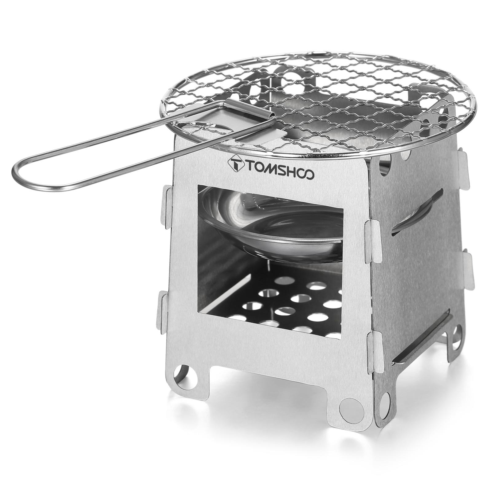 Cookware Mess Kit Backpacking Wood Burning Stove with Alcohol Tray BBQ Grill Net Grill Pan for Outdoor Camping Hiking Picnics BBQ