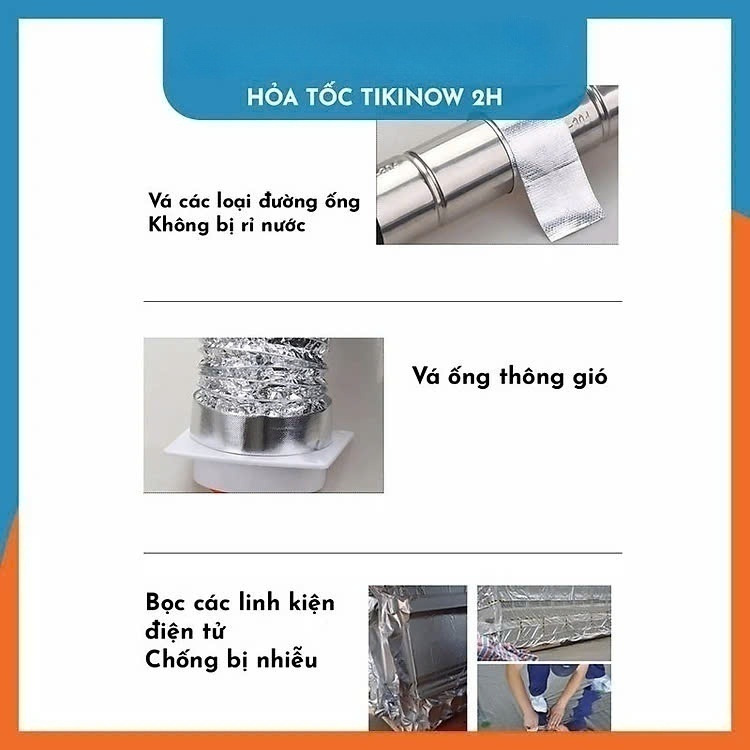5cm x 16mét Băng Keo Giấy Bạc Nhôm Chịu Nhiệt Chống Nước Để Vá Thau Rổ, Chống Thấm Nhà Bếp Vá Ống Nước Thau Chậu