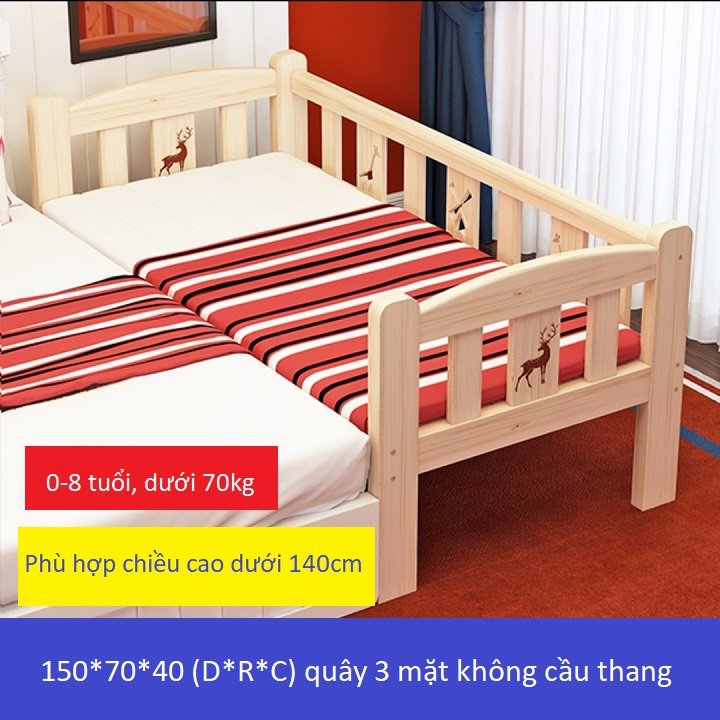 Giường gỗ cho trẻ em quây 3 mặt ghép cạnh giường ba mẹ kích thước dài 1m5 rộng 70cm cao 40cm