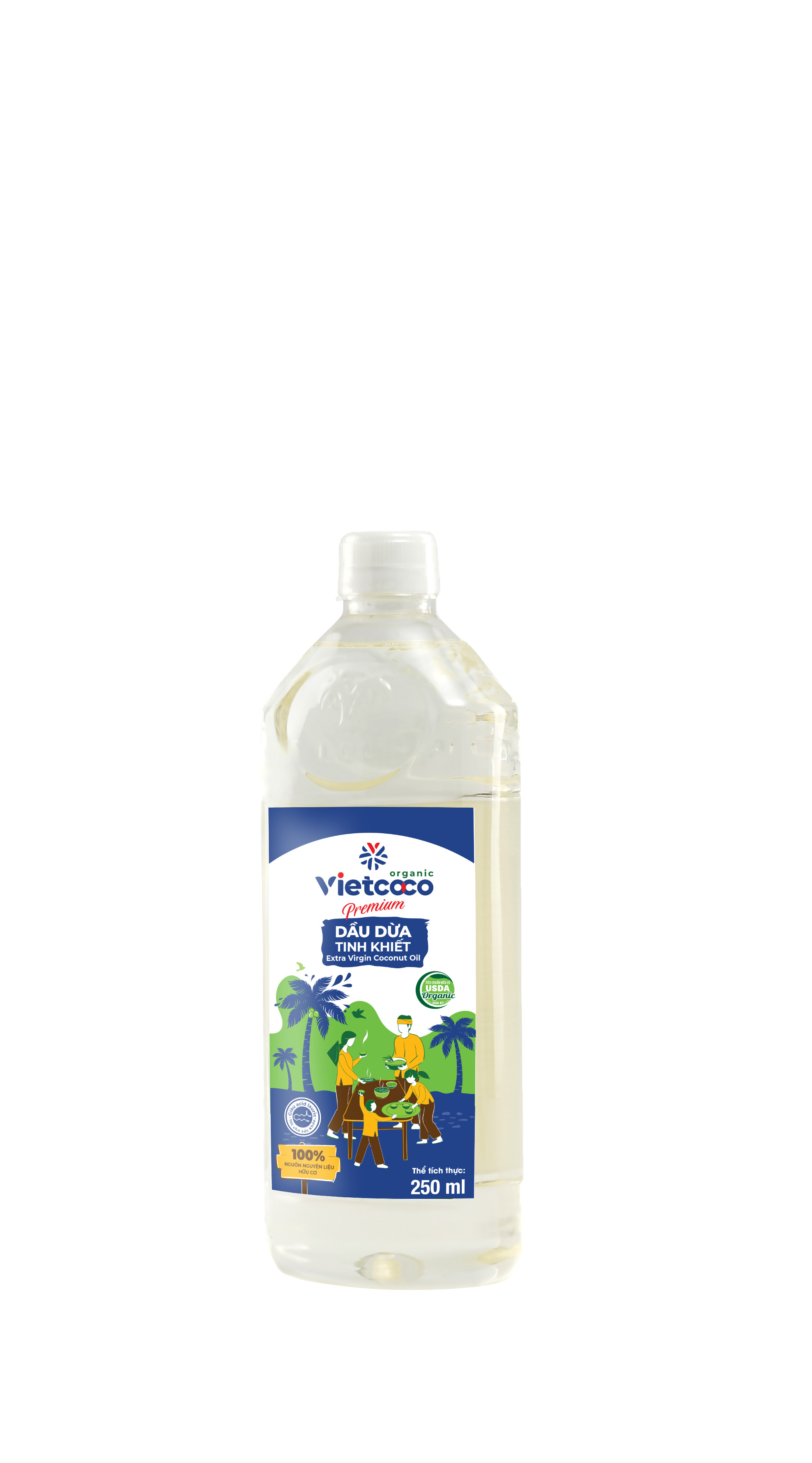 DẦU DỪA TINH KHIẾT ORGANIC VIETCOCO, PET 250ML