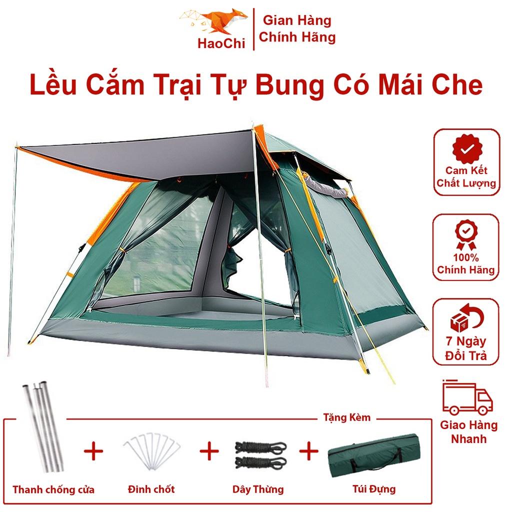 Lều cắm trại tự bung có mái che du lịch dã ngoại thoáng mát chống nước cách nhiệt dành cho 2 - 4 người 