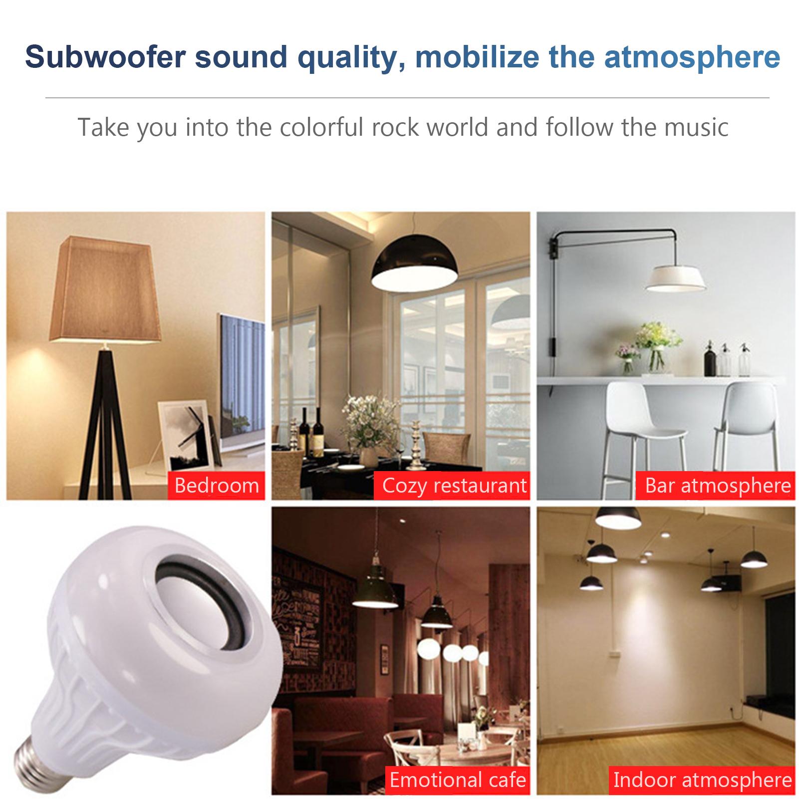 Bóng đèn âm nhạc thông minh LED E27, thay đổi 13 màu sắc, điều khiển từ xa, 4 chế độ, bluetooth 4.0