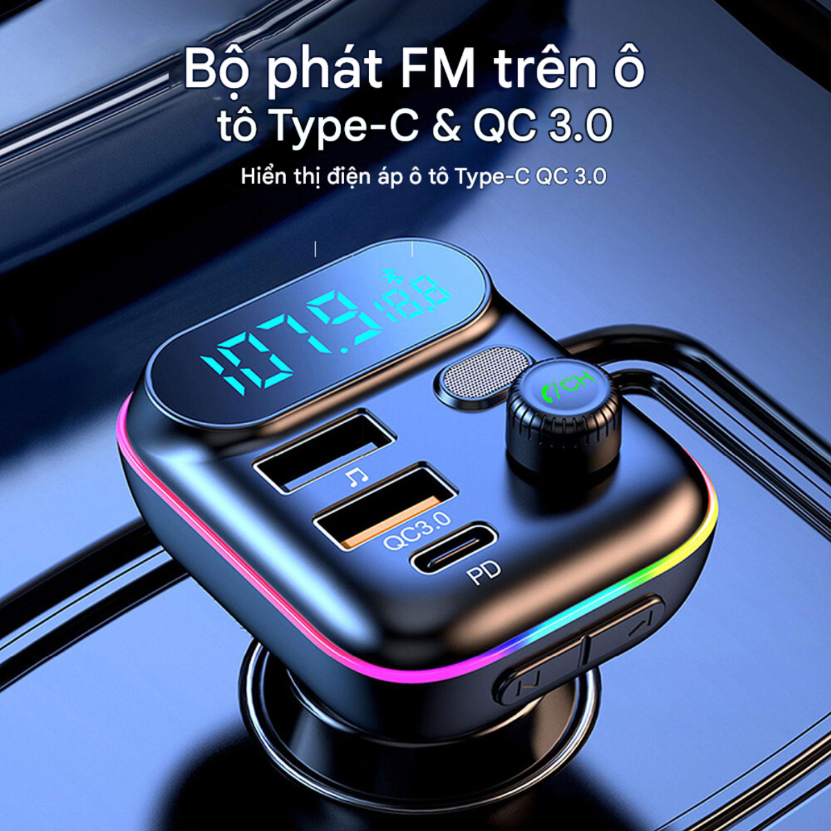 Tẩu sạc ô tô Choetech TC0050 tích hợp Bluetooth phát FM sạc nhanh 36W - Hàng chính hãng