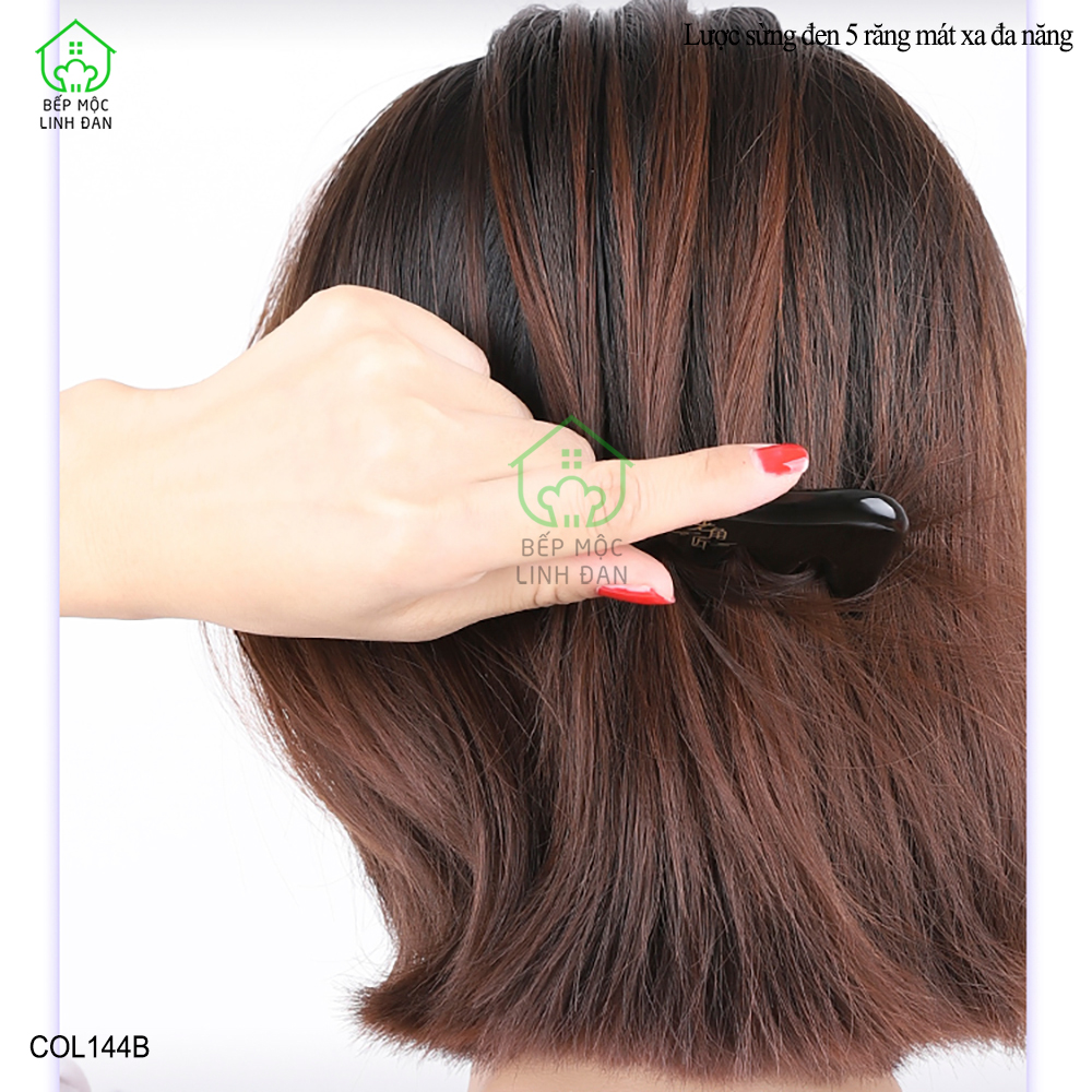 Lược Sừng Đen Răng Thưa Massage Đa Năng Giảm Căng Thẳng