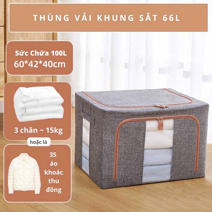 Túi Đựng Chăn Màn Có Khung Sắt PH Green- Sile Lớn,Không Phai Màu, Khách Chọn Màu, Đựng Quần Áo. Độ Bền Cao, Không Thấm Nước, Thanh Sắt Cúng Cáp 3mm, Thùng Đựng Đồ Du Lịch, Hàng Chính Hãng