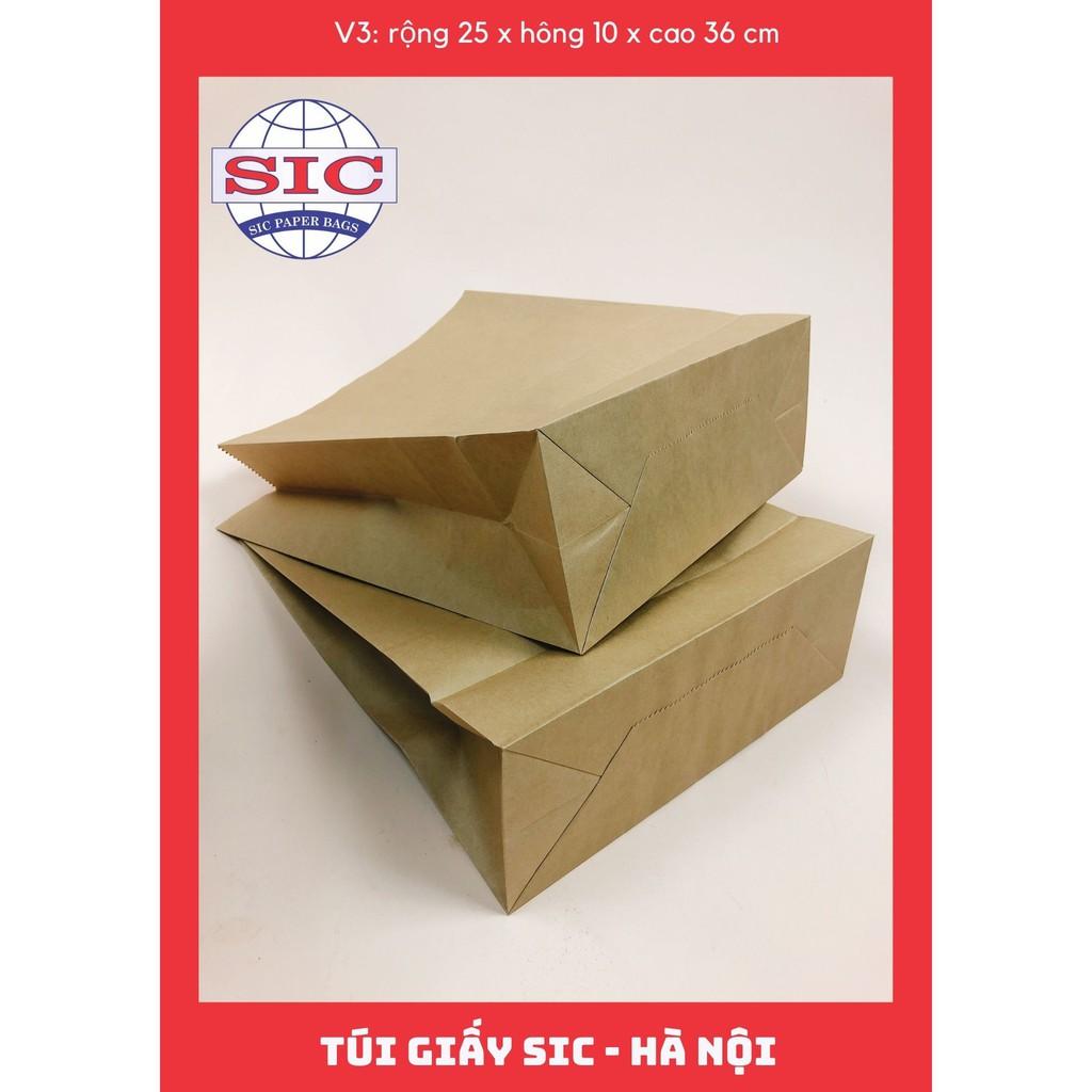 100 CHIẾC TÚI GIẤY KRAFT V3: 25x10x30 KHÔNG QUAI