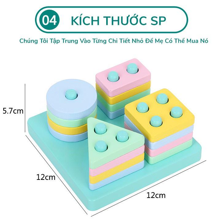 Đồ Chơi Thả Hình Khối 4 Trụ - Đồ chơi gỗ thông minh