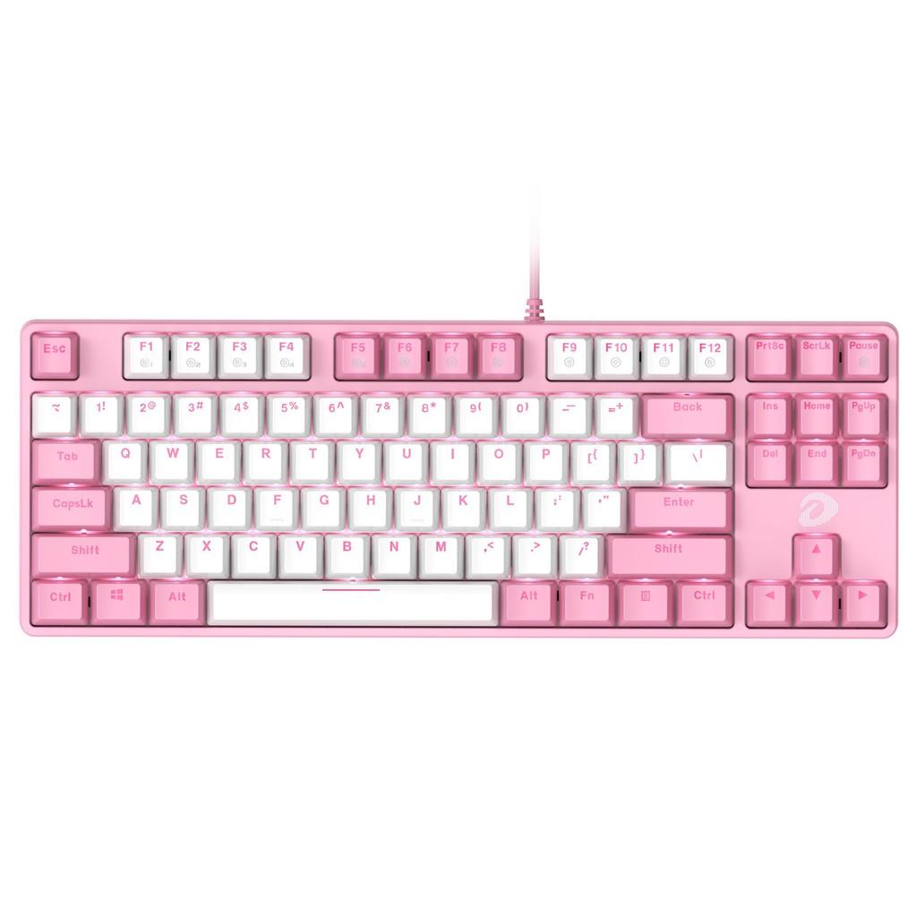 Bàn phím cơ Gaming DAREU EK87 Pink - Hồng (PINK-LED, Blue/ Brown/ Red D switch) Hàng Chính Hãng