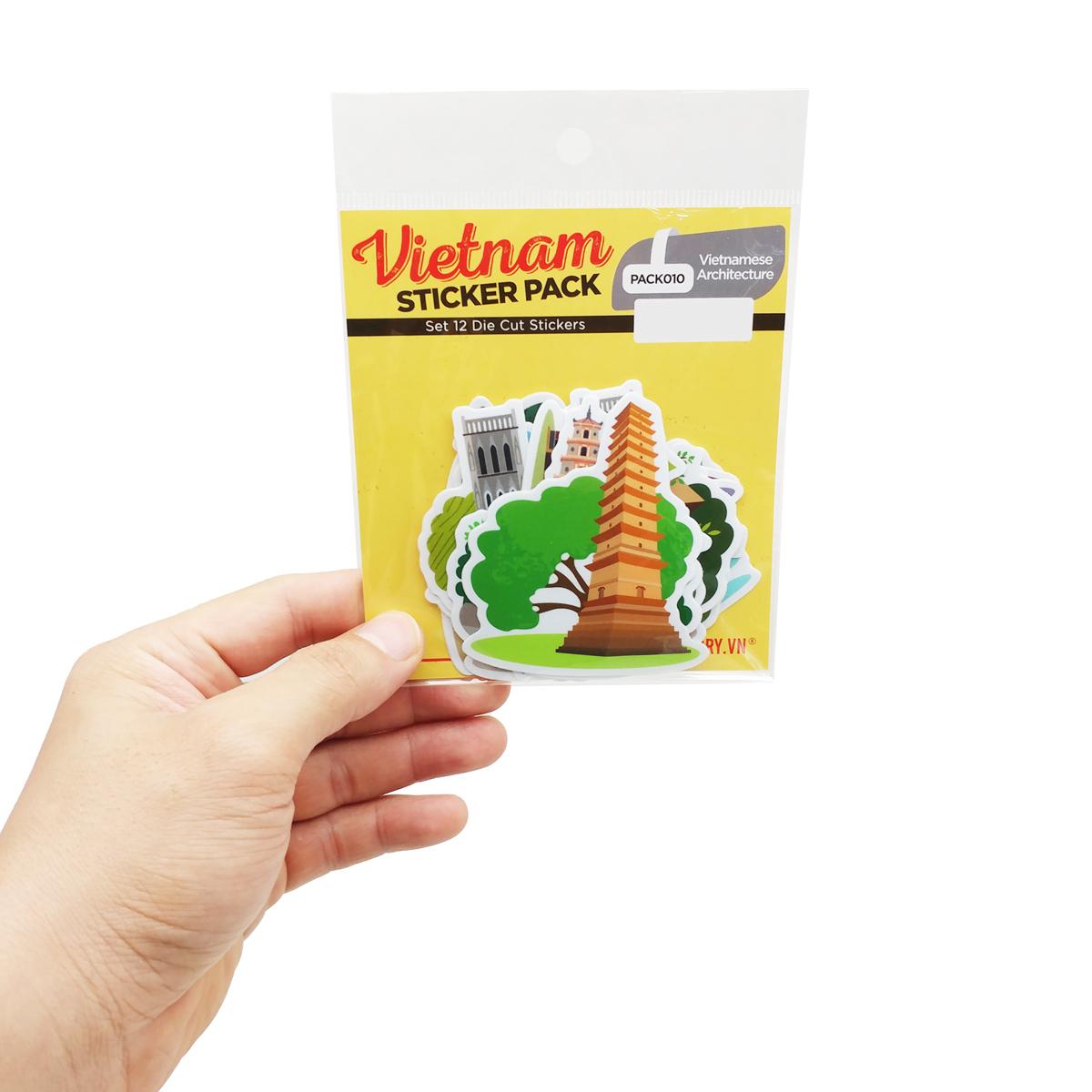 Bộ 12 Hình Dán Vietnamese Architecture - Die Cut Sticker Pack - Stickerfactory PACK0010