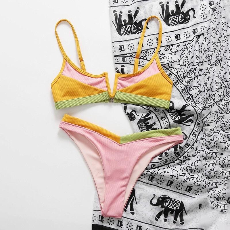 Bikini sexy phối màu khoét mông cao siêu đẹp
