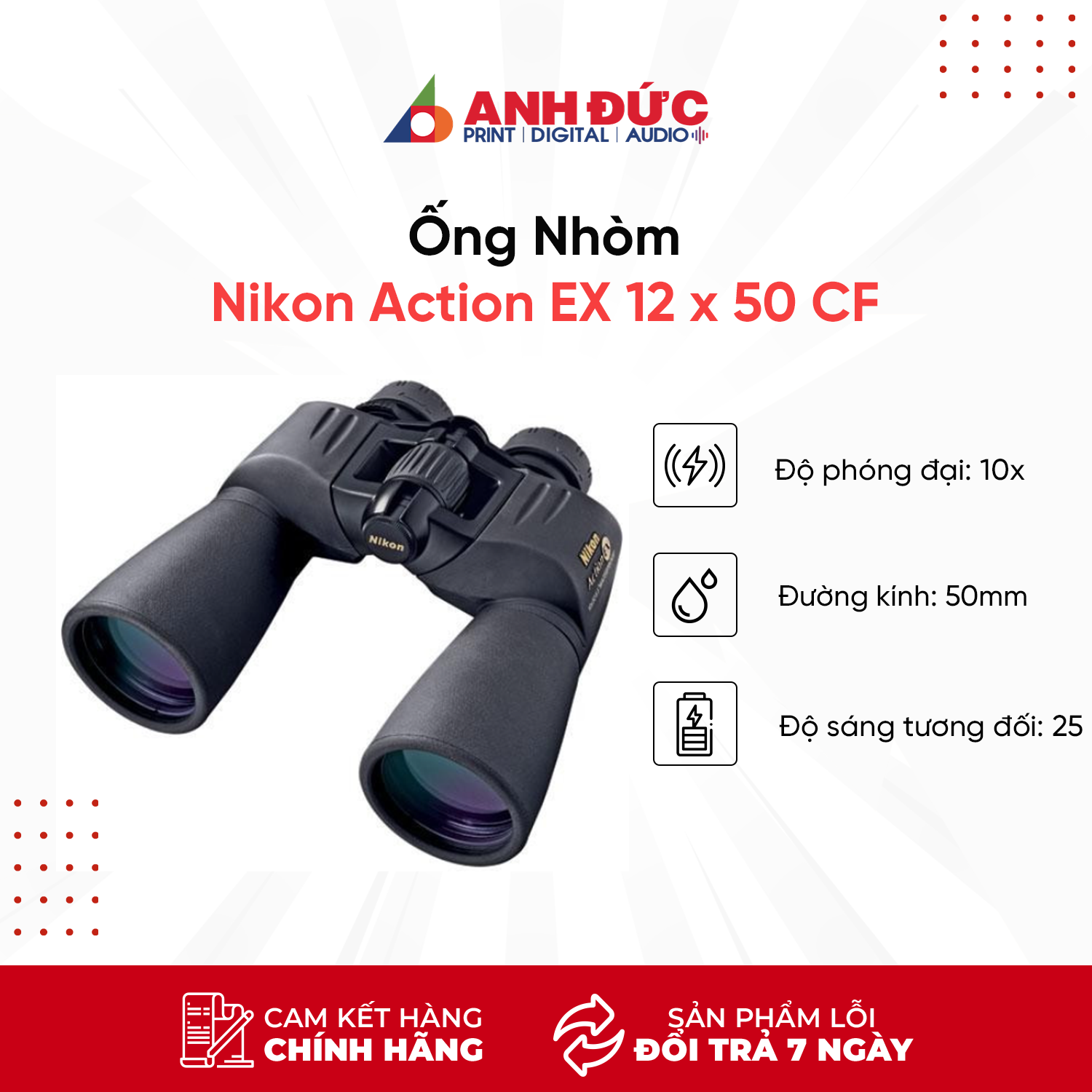 Ống Nhòm Nikon Action EX 12X50 CF - Hàng Chính Hãng VIC