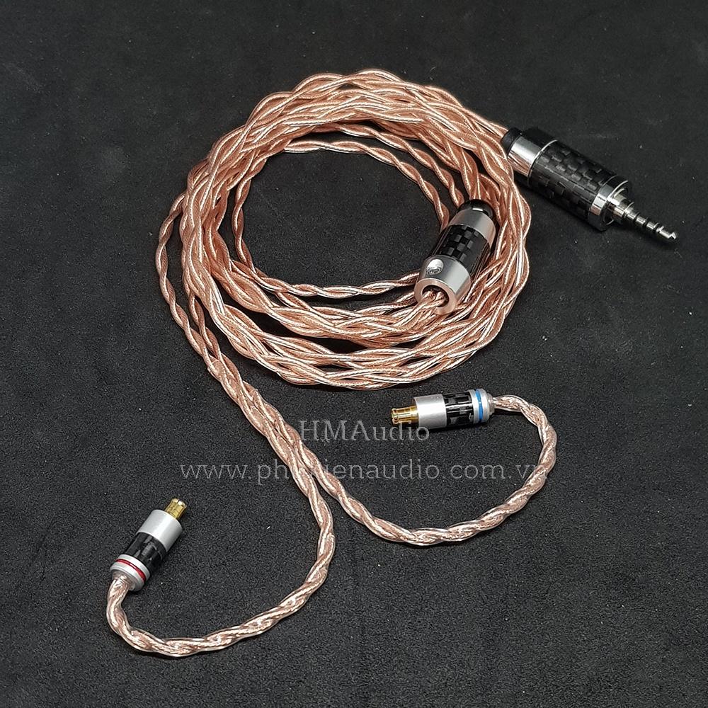 Dây tai nghe đồng 7N OCC Litz 24AWG đường kính dây đơn 1.2mm tết 4 sợi - Connetor IM01/02/03 IM50/70 A2DC IE80/80s IE40Pro IE100/400/500 IE300/900 2Pin MMCX