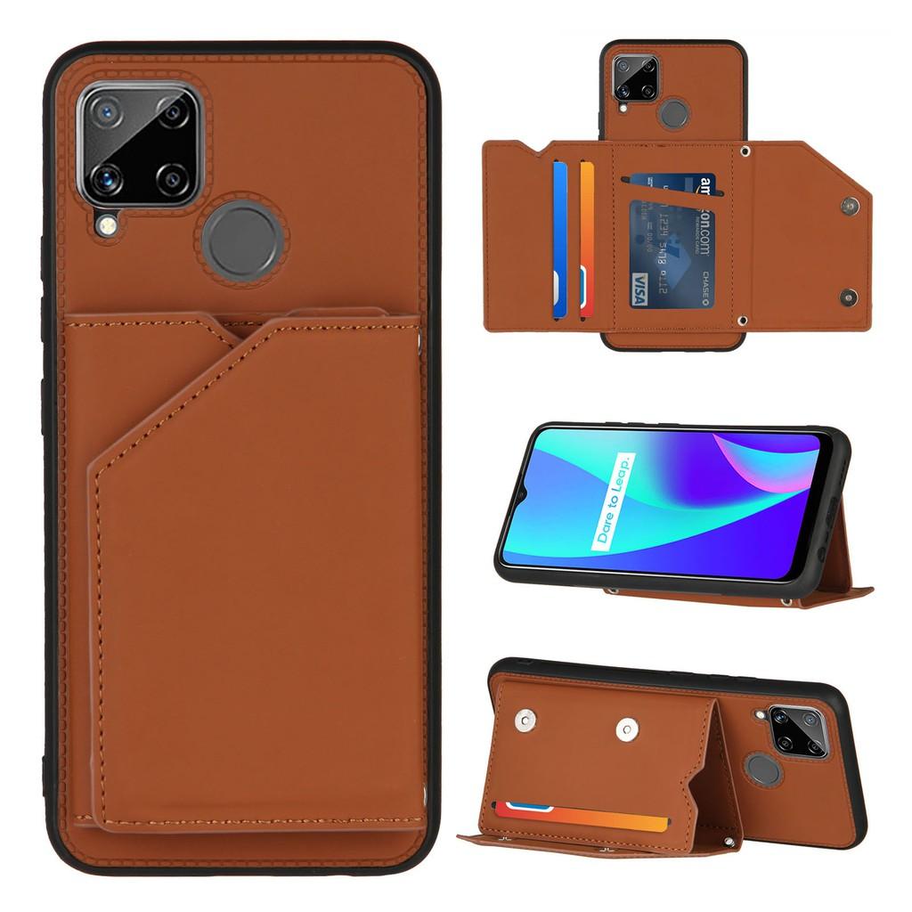 Ốp lưng điện thoại dạng ví da có ngăn đựng thẻ cho OPPO A7 A5S A12 Realme C15 C11 C3 Realme 7 7i 6 6i 5 5s