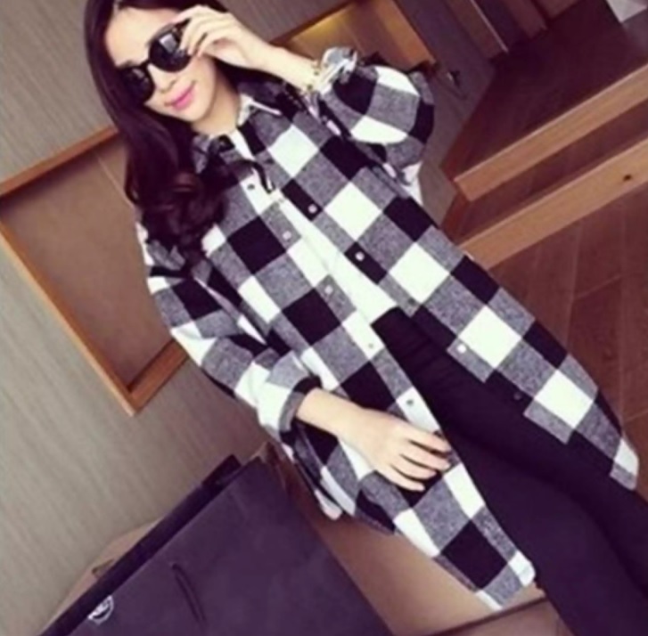 Áo sơ mi dài, áo khoác cardigan nữ dáng dài kẻ caro trẻ trung LAHstore