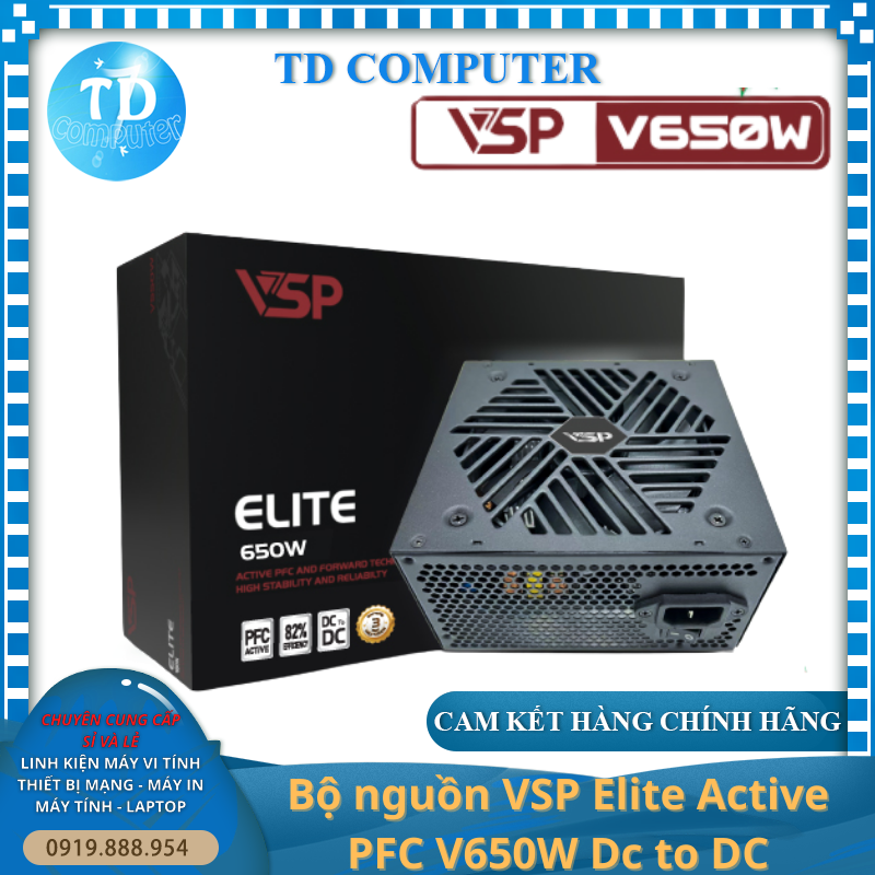 Nguồn VSP 650W Elite V650W ~ Active PFC ATX - Hàng chính hãng TECH VISION phân phối