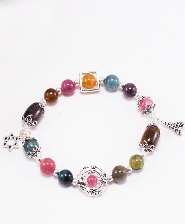 Vòng Tay Đá Tourmaline Đa Sắc Phối Charm Bạc Ngọc Quý Gemstones