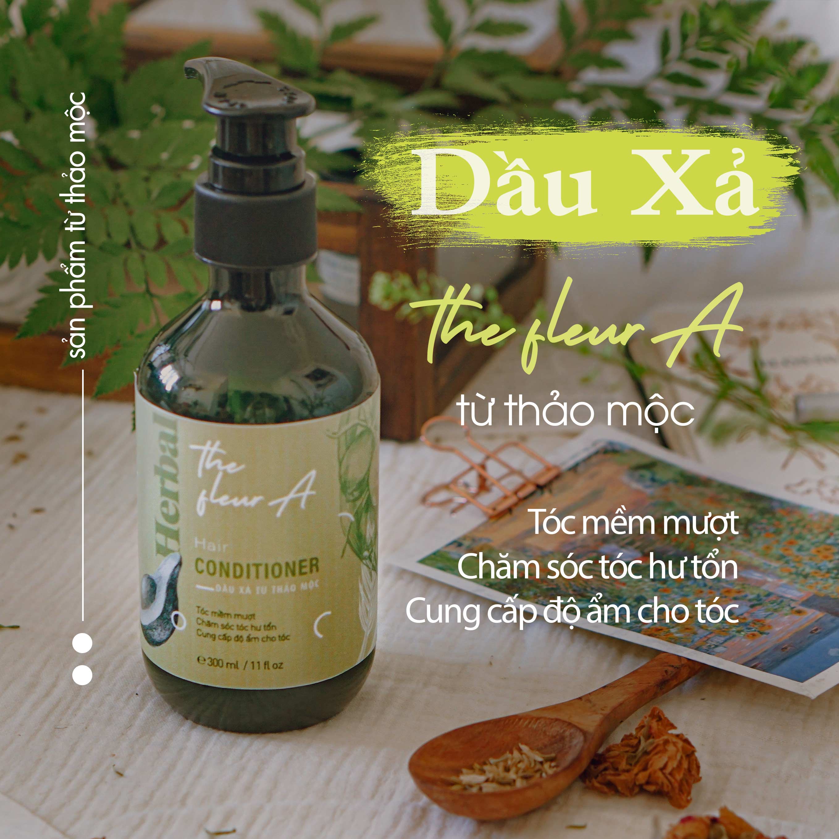 Dầu Xả Thảo Mộc The FleurA Giúp Tóc Mềm Mượt Giảm Bết Thư Giãn Tinh Thần An Toàn Thân Thiện 