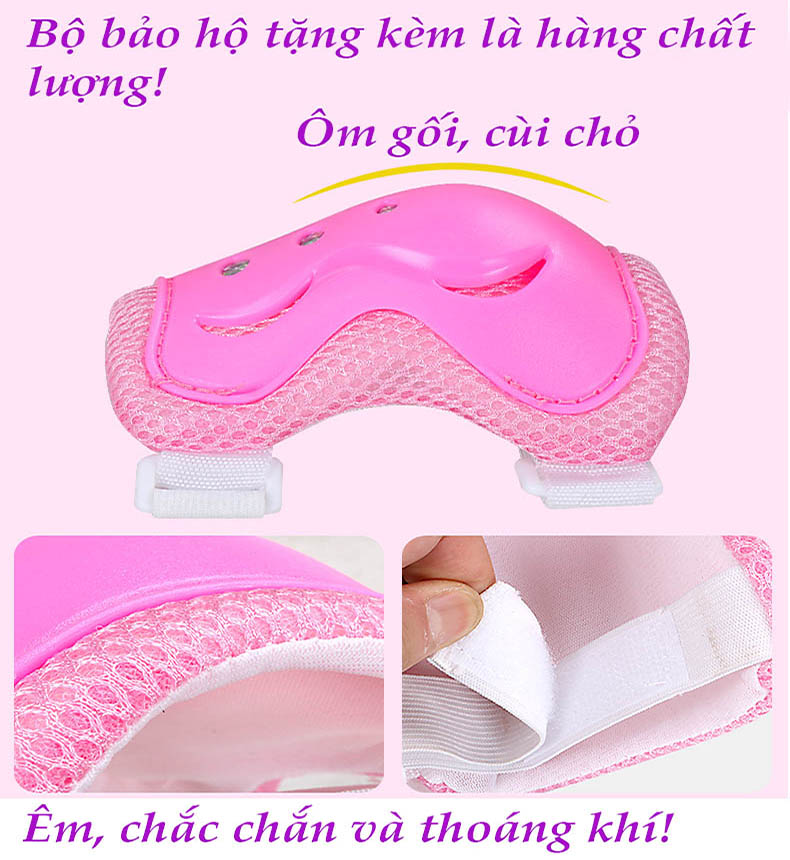 Giày patin trẻ em cao cấp bánh xe PU trượt êm và mượt cả 8 bánh full đèn led -Tặng balo đựng giày chất lượng cùng hãng, đồ bảo hộ 7 món và đầy đủ phụ kiện chơi kèm theo
