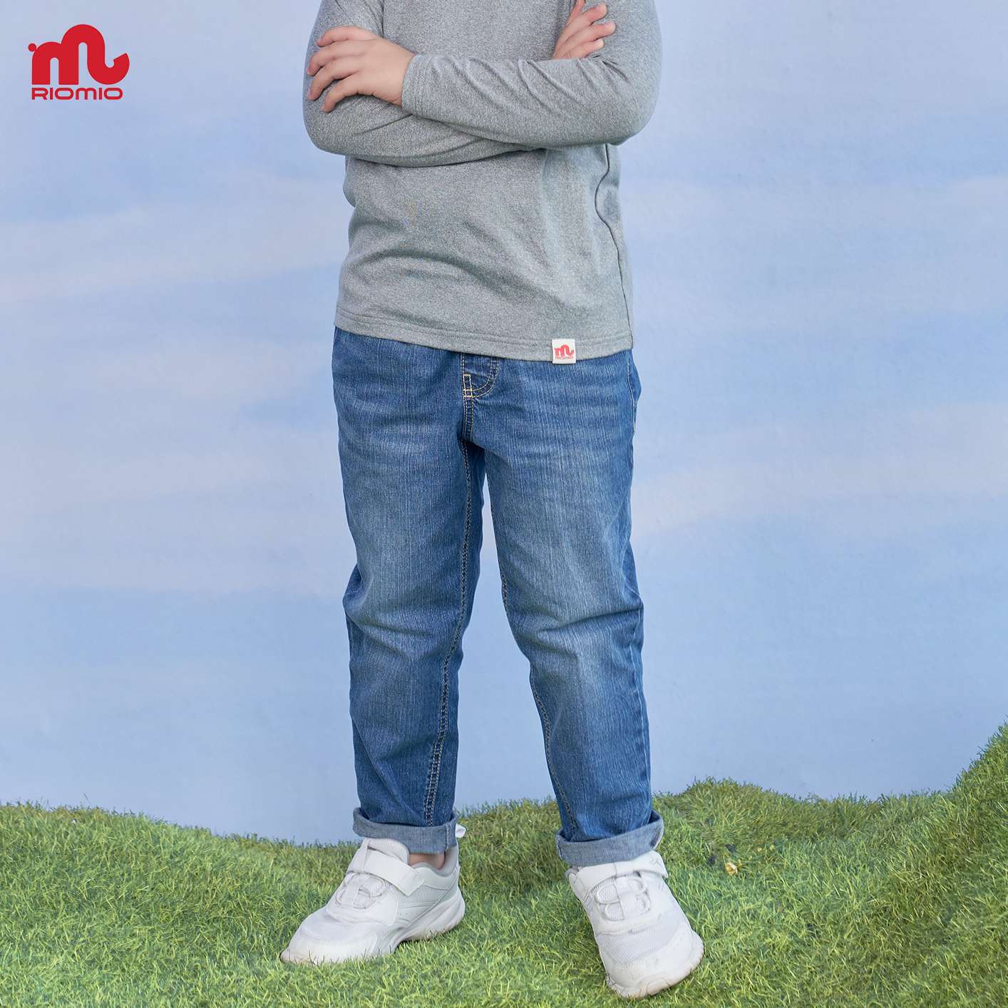 Quần jeans dài bé trai RIOMIO size 20-50 kg dáng slimfit đi học đi chơi mềm mại co dãn kèm quà tặng - RM327
