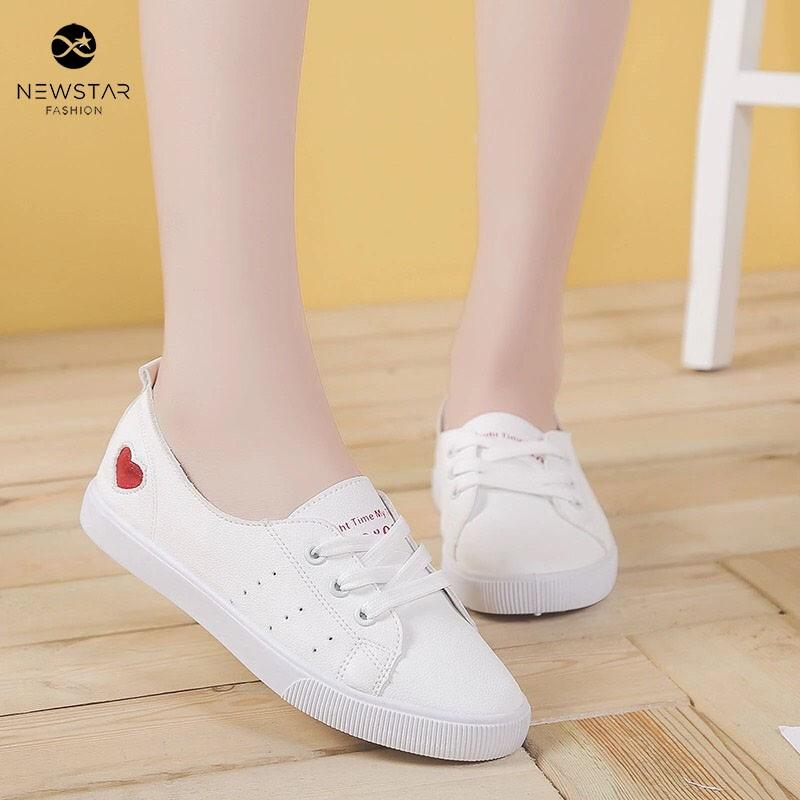 Giày Thể Thao, Sneaker Nữ Màu Trắng DaPu, Đế Mềm Khử Mùi, Thoáng Khí TẶNG KÈM ĐÔI TẤT KHỦ MÙI