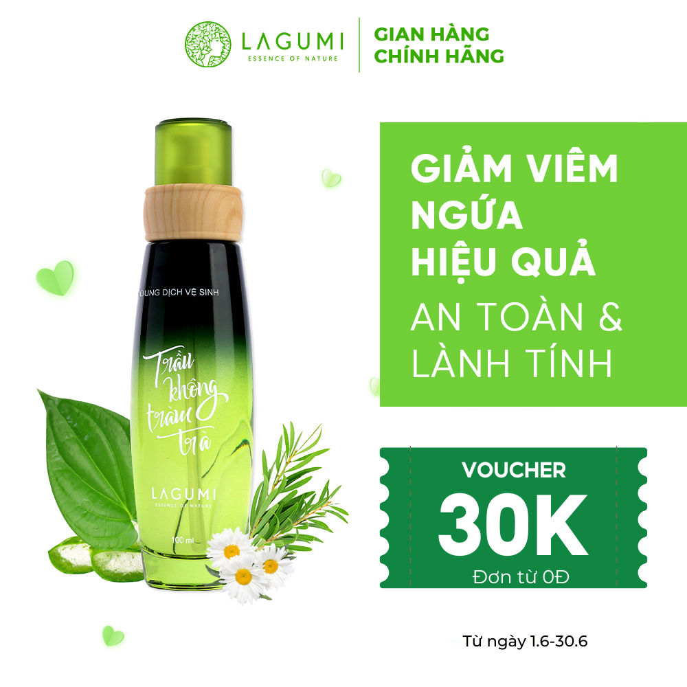 Dung dịch vệ sinh phụ nữ Lagumi chiết xuất trầu không tràm trà giảm viêm, ngứa an toàn cho cả mẹ bầu và sau sinh 100ml