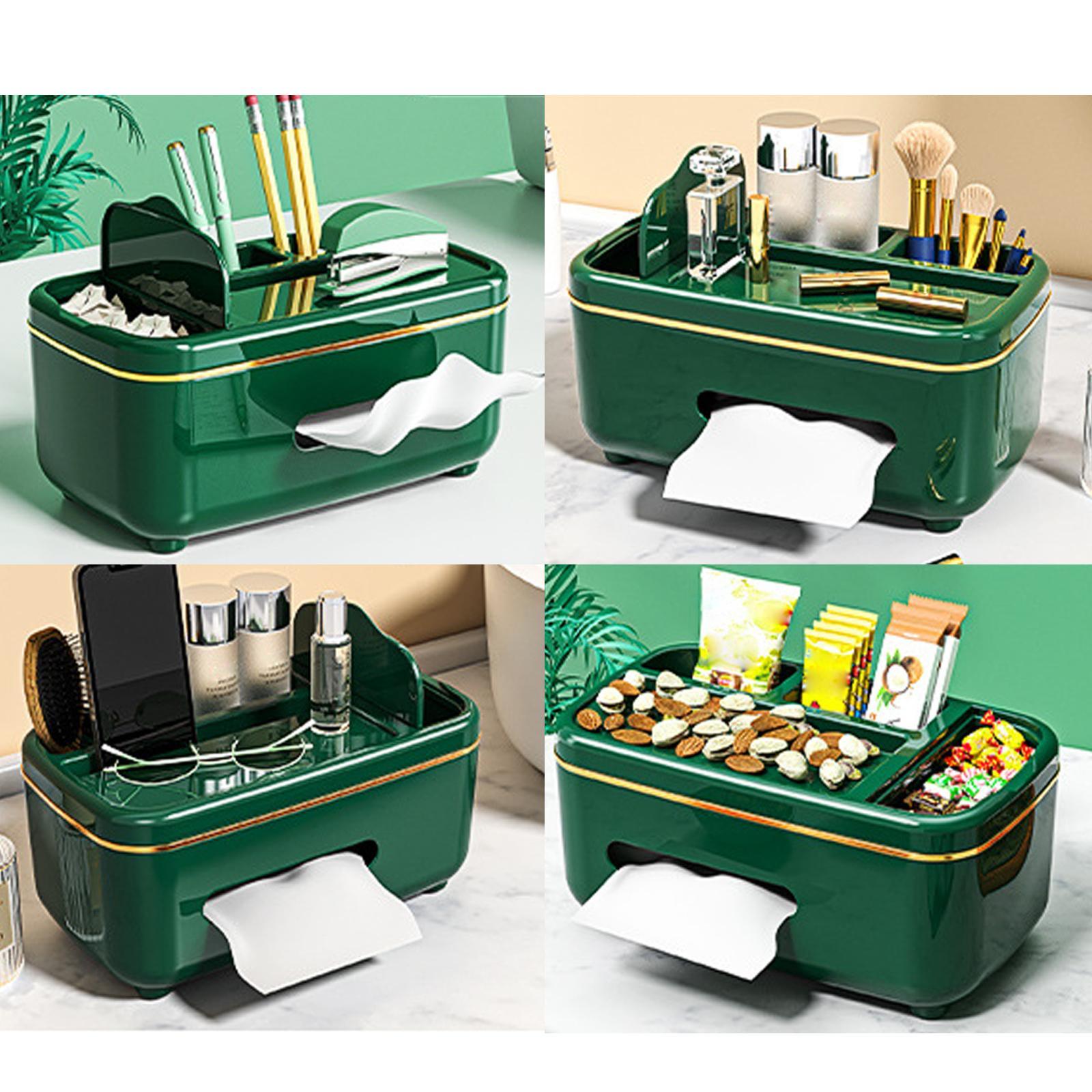 Desktop Tissue Box Cover Napkin Dispenser Desk Organizer