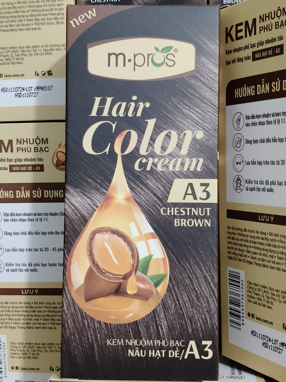 [Đủ Màu] Kem Nhuộm Phủ Bạc M.Pros [Đen/ Nâu Đen/ Nâu Hạt Dẻ/ Nâu Cà Phê/ Nâu Socola Đậm