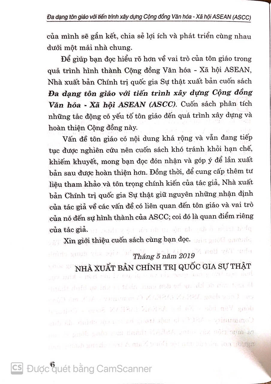 Đa dạng tôn giáo với tiến trình xây dựng cộng đồng văn hóa – xã hội ASEAN (ASCC) (Sách tham khảo)