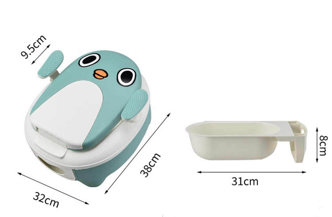 Bô Trẻ Em - Bô Vệ Sinh Hình Chú Chim Cánh Cụt Dễ Thương - Kiểu Dáng Giống Chiếc Toilet Thu Nhỏ - Chất Liệu Nhựa PP Cao Cấp, An Toàn - Phù Hợp Với Bé 1-4 Tuổi - Có 3 Màu - Tặng Bé 1 Máy Hút Ráy Tai An Toàn