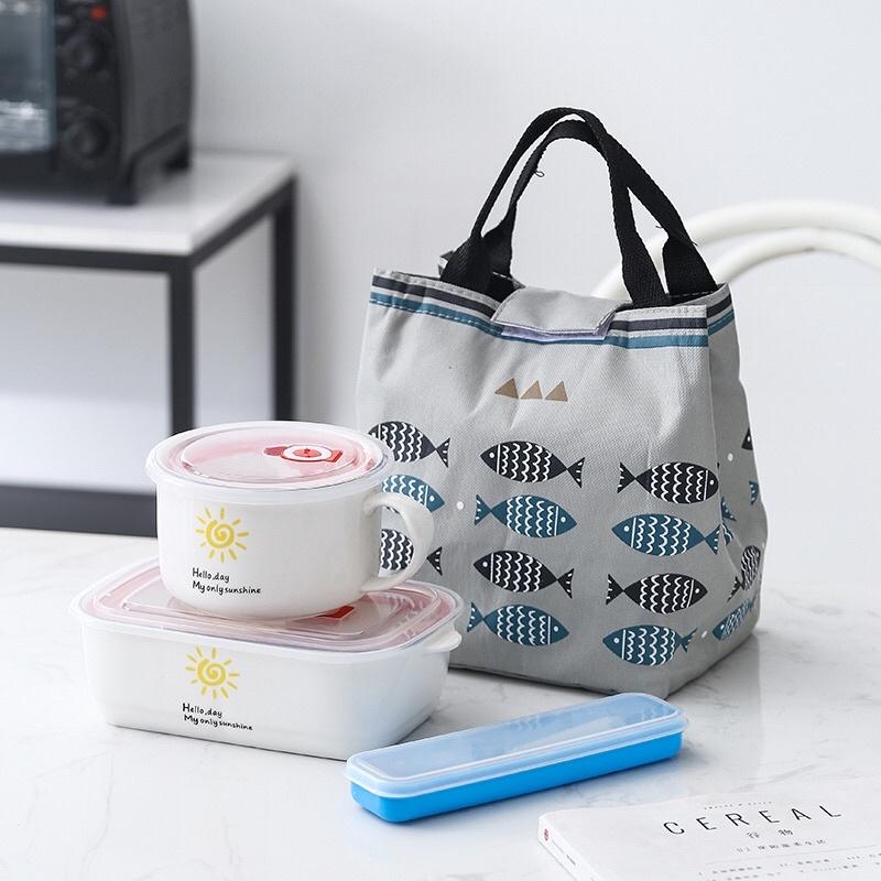 Túi giữ nhiệt đựng hộp cơm văn phòng hình cá dễ thương - Túi giữ nhiệt đựng đồ ăn đa năng chống thấm nước
