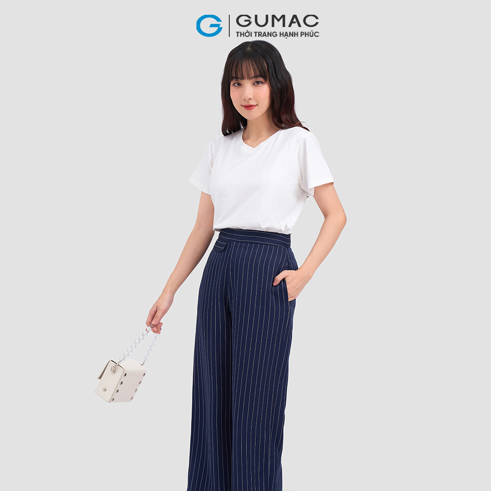 Quần tây GUMAC LQ1101 kẻ sọc ống rộng thanh lịch