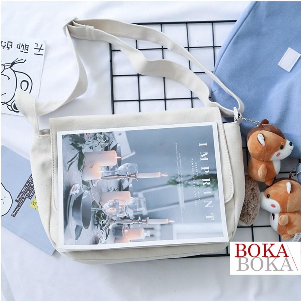 Túi Tote Canvas Đeo Chéo Nữ Đi Học Mèo My World Phong Cách Ulzzang