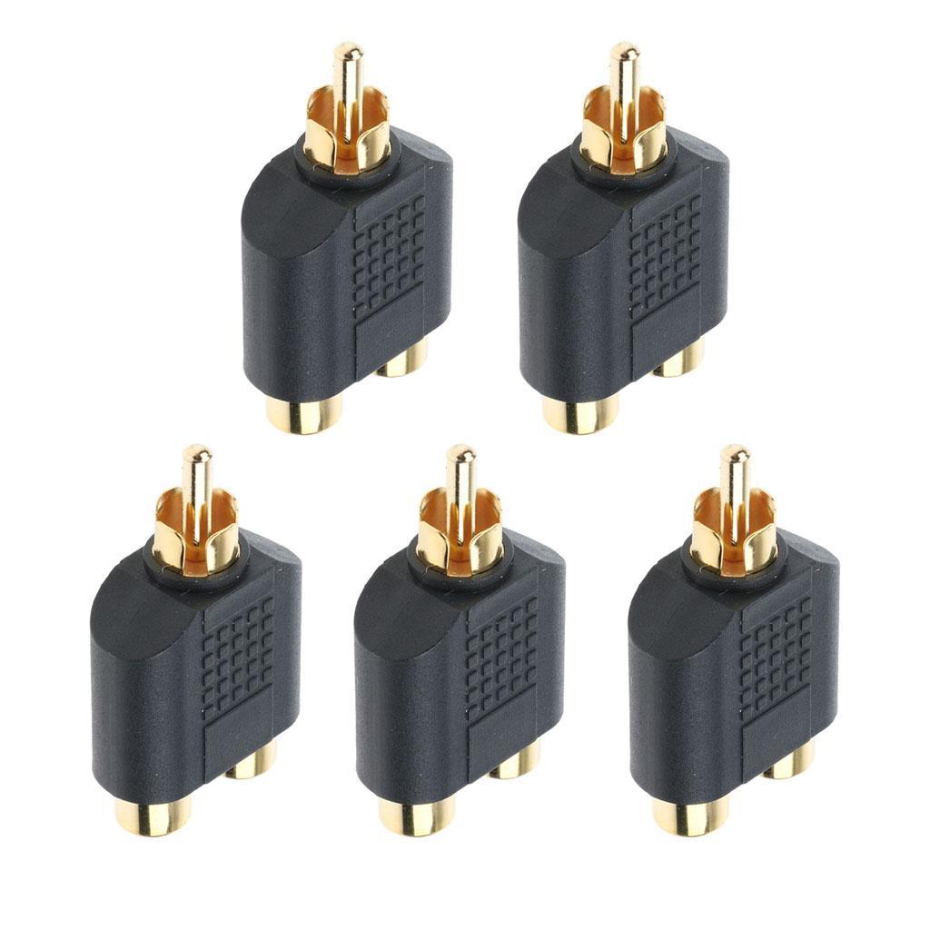 5x 1 RCA Male to 2 PHONO Female Y-Splitters Connector AV Audio/Video Adapter
